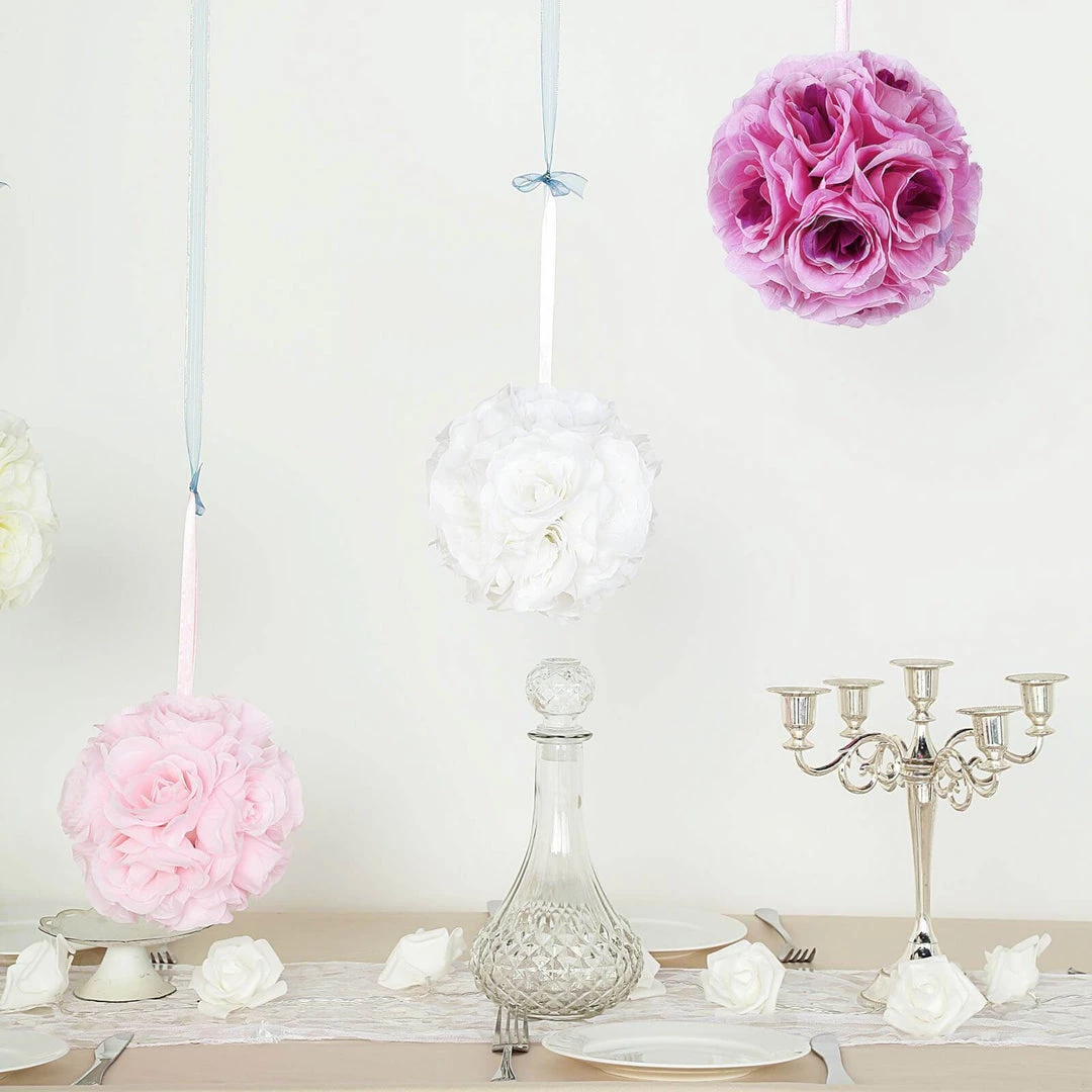 HIER_1500 Kissing Balls 2 Pack | 7" Lavender Flower Ball Silk Rose Pomander Kissing Ball 10 HIER_1500 Kissing Balls 2 Pack | 7" Lavender Flower Ball Silk Rose Pomander Kissing Ball