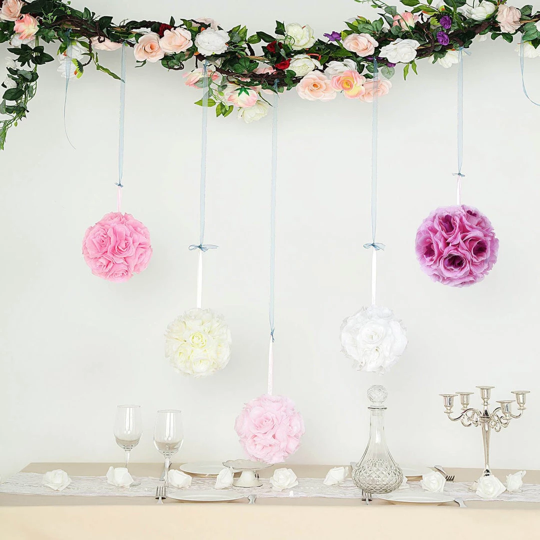 HIER_1500 Kissing Balls 2 Pack | 7" Lavender Flower Ball Silk Rose Pomander Kissing Ball 15 HIER_1500 Kissing Balls 2 Pack | 7" Lavender Flower Ball Silk Rose Pomander Kissing Ball