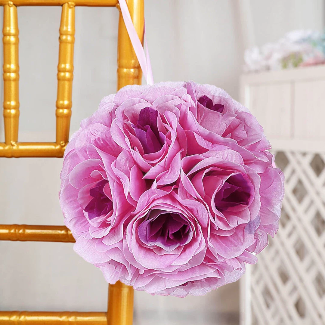 HIER_1500 Kissing Balls 2 Pack | 7" Lavender Flower Ball Silk Rose Pomander Kissing Ball 16 HIER_1500 Kissing Balls 2 Pack | 7" Lavender Flower Ball Silk Rose Pomander Kissing Ball