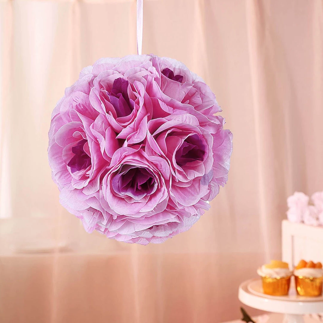 HIER_1500 Kissing Balls 2 Pack | 7" Lavender Flower Ball Silk Rose Pomander Kissing Ball 8 HIER_1500 Kissing Balls 2 Pack | 7" Lavender Flower Ball Silk Rose Pomander Kissing Ball