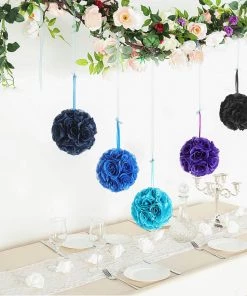HIER_1500 2 Pack | 7" Purple Flower Ball Silk Rose Pomander Kissing Ball Kissing Balls 28 HIER_1500 2 Pack | 7