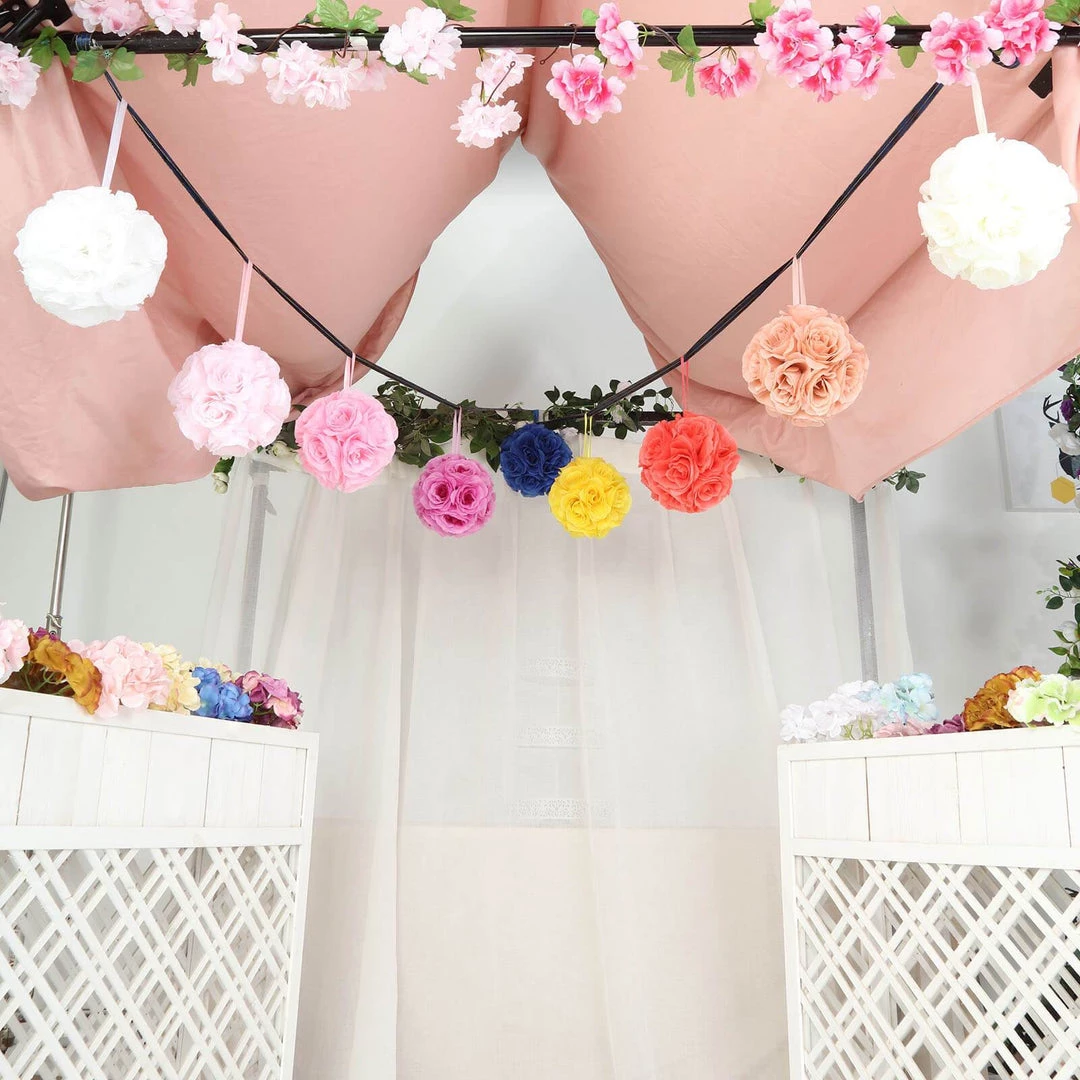 HIER_1500 2 Pack | 7" Royal Blue Flower Ball Silk Rose Pomander Kissing Ball Kissing Balls 14 HIER_1500 2 Pack | 7" Royal Blue Flower Ball Silk Rose Pomander Kissing Ball Kissing Balls