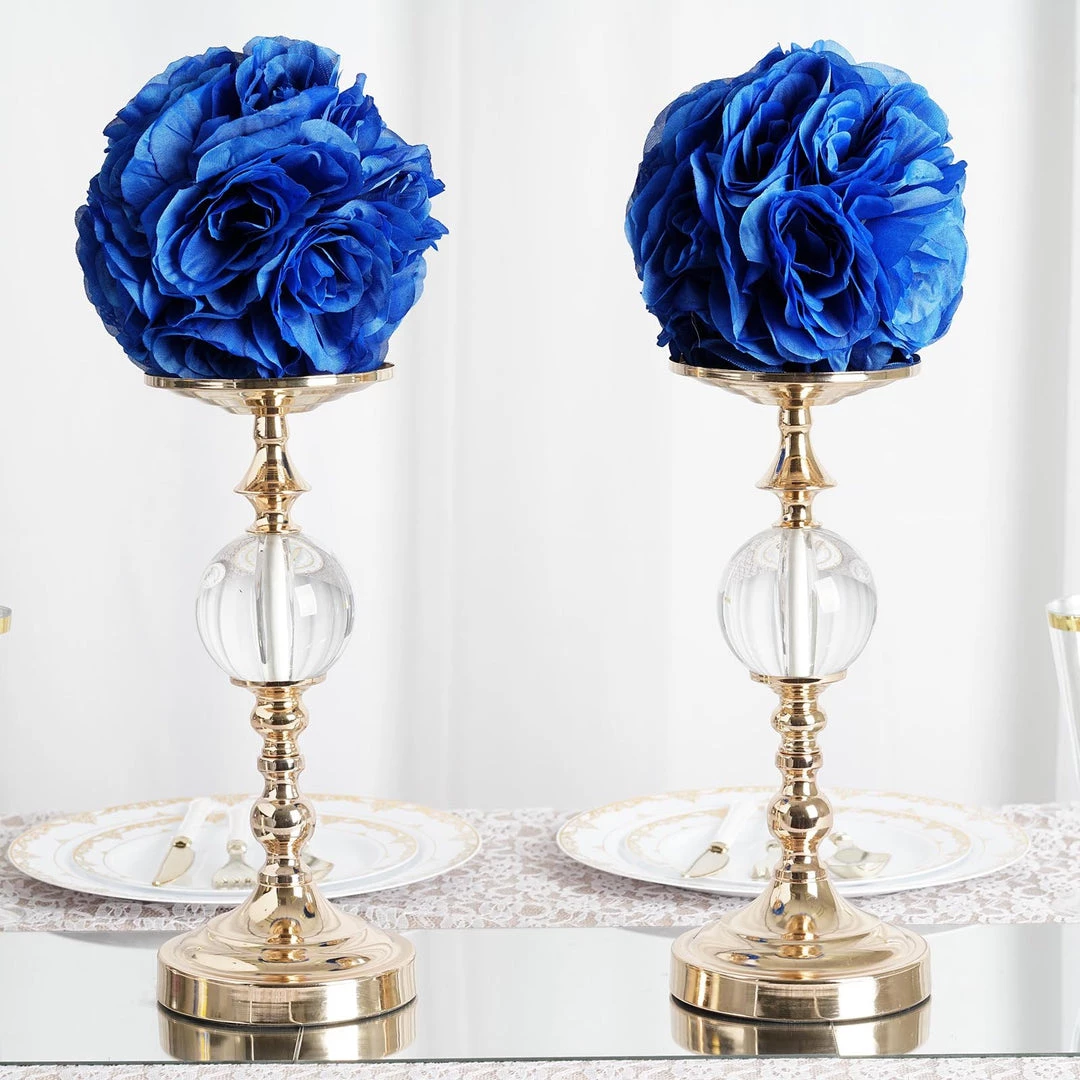 HIER_1500 2 Pack | 7" Royal Blue Flower Ball Silk Rose Pomander Kissing Ball Kissing Balls 3 HIER_1500 2 Pack | 7" Royal Blue Flower Ball Silk Rose Pomander Kissing Ball Kissing Balls