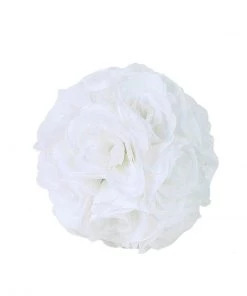 HIER_1500 2 Pack | 7" White Flower Ball Silk Rose Pomander Kissing Ball Kissing Balls 21 HIER_1500 2 Pack | 7