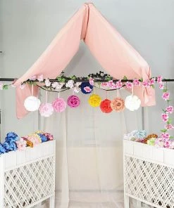 HIER_1500 2 Pack | 7" White Flower Ball Silk Rose Pomander Kissing Ball Kissing Balls 30 HIER_1500 2 Pack | 7