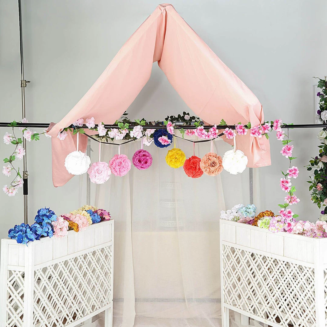 HIER_1500 2 Pack | 7" White Flower Ball Silk Rose Pomander Kissing Ball Kissing Balls 14 HIER_1500 2 Pack | 7" White Flower Ball Silk Rose Pomander Kissing Ball Kissing Balls