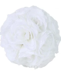 HIER_1500 2 Pack | 7" White Flower Ball Silk Rose Pomander Kissing Ball Kissing Balls 35 HIER_1500 2 Pack | 7