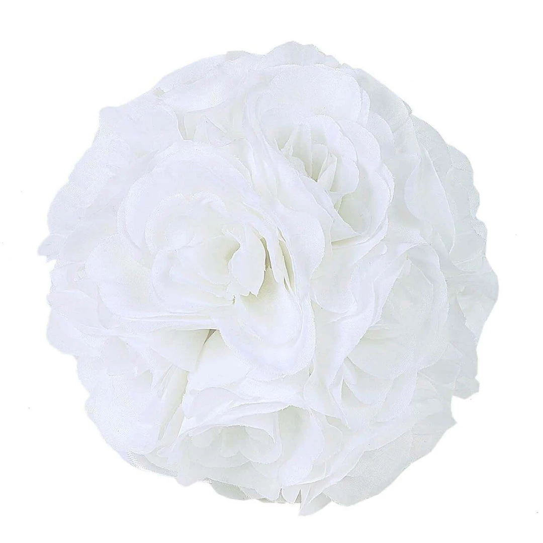 HIER_1500 2 Pack | 7" White Flower Ball Silk Rose Pomander Kissing Ball Kissing Balls 19 HIER_1500 2 Pack | 7" White Flower Ball Silk Rose Pomander Kissing Ball Kissing Balls