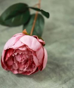 Silkflowersfactory Artificial Flowers 2 Bushes | 14 Pcs Dusty Rose Blush | Rose Gold Peony Artificial Silk Peonies Bouquet