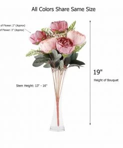 Silkflowersfactory 2 Bushes | 14 Pcs Aqua And Cream Peony Artificial Silk Peonies Bouquet Artificial Flowers