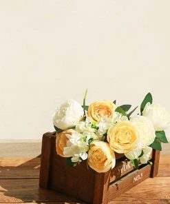 Silkflowersfactory 2 Bushes Light Yellow/White Peony And Hydrangea Artificial Silk Flower Bouquets Artificial Flowers 14 Silkflowersfactory 2 Bushes Light Yellow/White Peony And Hydrangea Artificial Silk Flower Bouquets Artificial Flowers