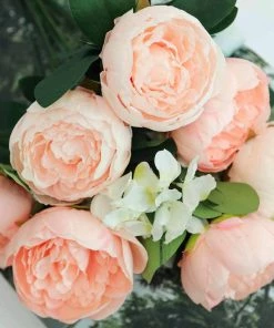 Silkflowersfactory 2 Bushes Light Blush | Rose Gold Peony And Hydrangea Artificial Silk Flower Bouquets 17 Silkflowersfactory 2 Bushes Light Blush | Rose Gold Peony And Hydrangea Artificial Silk Flower Bouquets