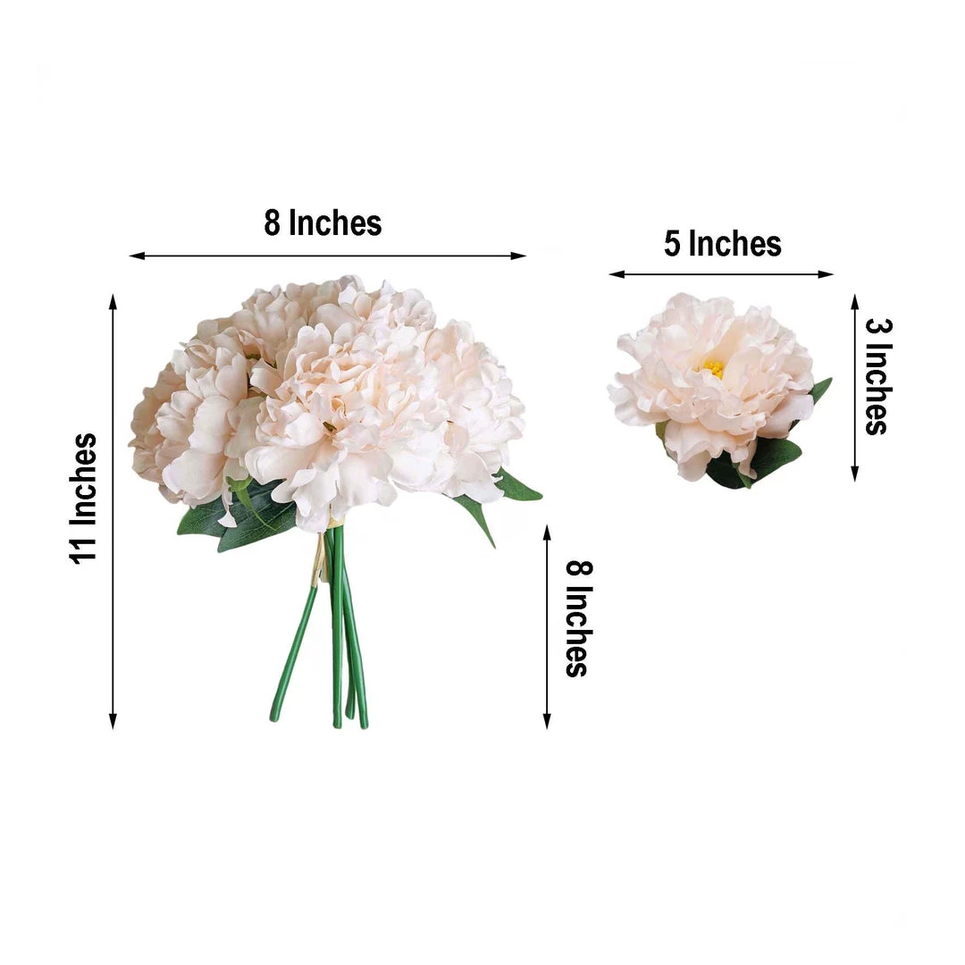 Silkflowersfactory Artificial Flowers 5 Heads | 11" Tall Artificial Bush Peony Bouquet - Blush | Rose Gold 7 Silkflowersfactory Artificial Flowers 5 Heads | 11" Tall Artificial Bush Peony Bouquet - Blush | Rose Gold