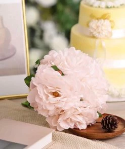Silkflowersfactory Artificial Flowers 5 Heads | 11" Tall Artificial Bush Peony Bouquet - Blush | Rose Gold 33 Silkflowersfactory Artificial Flowers 5 Heads | 11