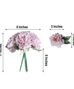 Silkflowersfactory 5 Heads | 11" Tall Artificial Bush Peony Bouquet - Dusty Rose Artificial Flowers 21 Silkflowersfactory 5 Heads | 11
