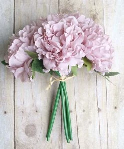 Silkflowersfactory 5 Heads | 11" Tall Artificial Bush Peony Bouquet - Dusty Rose Artificial Flowers 23 Silkflowersfactory 5 Heads | 11