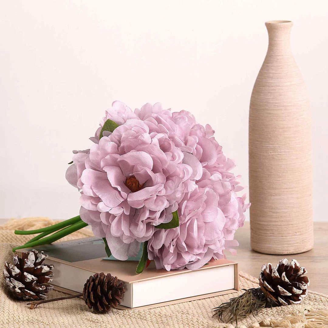 Silkflowersfactory 5 Heads | 11" Tall Artificial Bush Peony Bouquet - Dusty Rose Artificial Flowers 12 Silkflowersfactory 5 Heads | 11" Tall Artificial Bush Peony Bouquet - Dusty Rose Artificial Flowers
