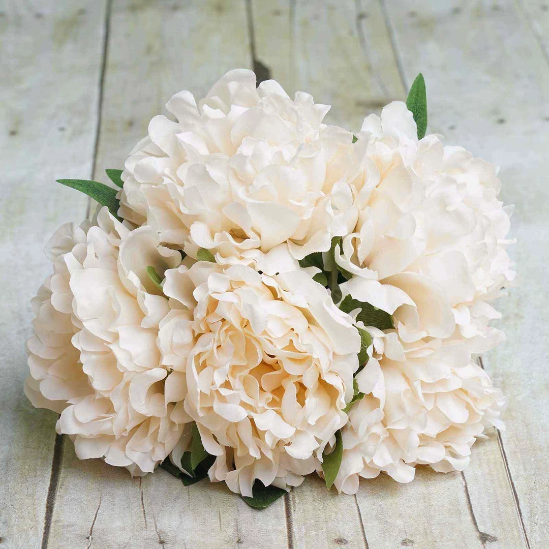 Silkflowersfactory 5 Heads | 11" Tall Artificial Bush Peony Bouquet - Blush | Cream Artificial Flowers 6 Silkflowersfactory 5 Heads | 11" Tall Artificial Bush Peony Bouquet - Blush | Cream Artificial Flowers