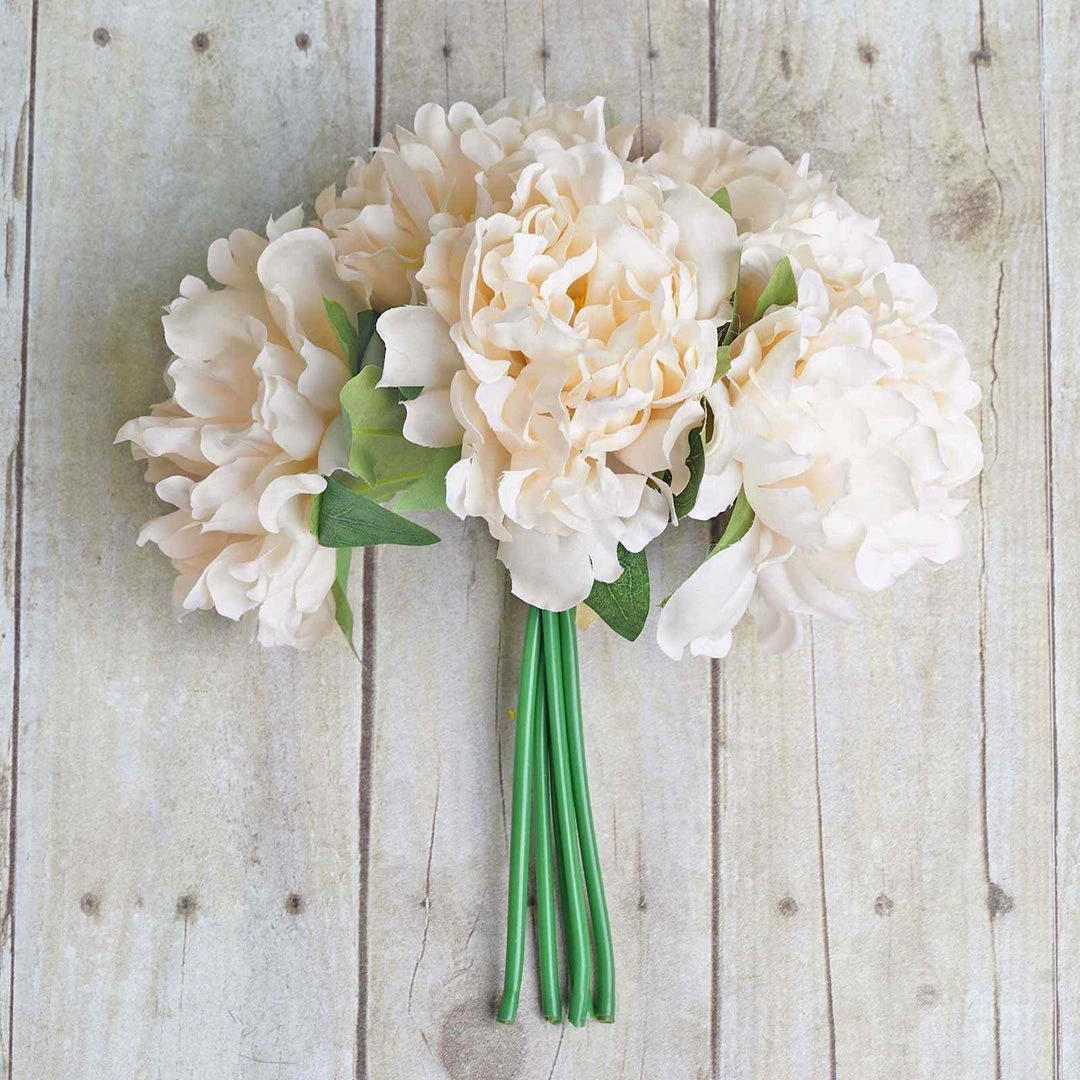 Silkflowersfactory 5 Heads | 11" Tall Artificial Bush Peony Bouquet - Blush | Cream Artificial Flowers 9 Silkflowersfactory 5 Heads | 11" Tall Artificial Bush Peony Bouquet - Blush | Cream Artificial Flowers