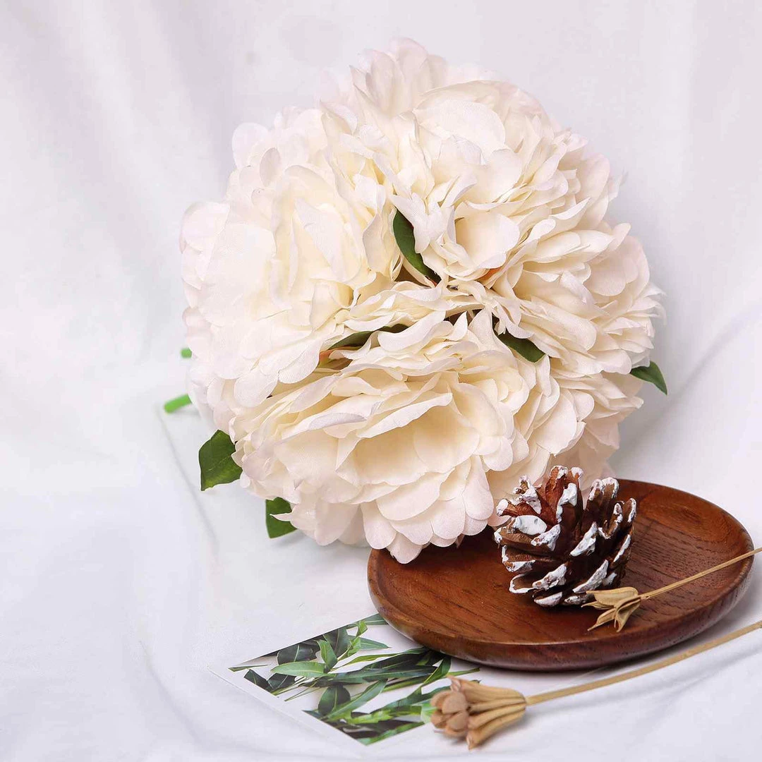 Silkflowersfactory 5 Heads | 11" Tall Artificial Bush Peony Bouquet - Blush | Cream Artificial Flowers 11 Silkflowersfactory 5 Heads | 11" Tall Artificial Bush Peony Bouquet - Blush | Cream Artificial Flowers