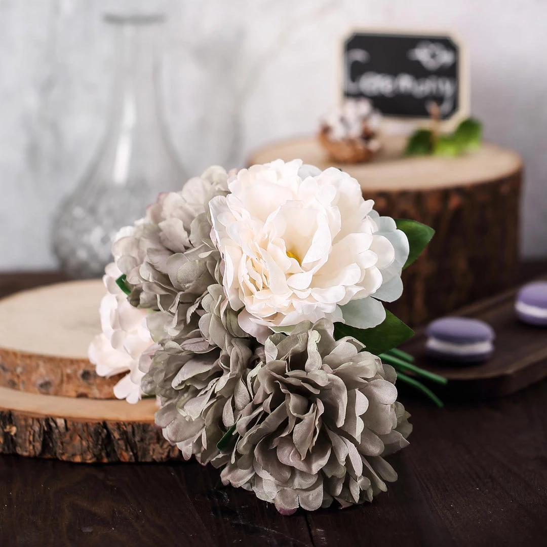 Silkflowersfactory 5 Heads | 11" Tall Artificial Bush Peony Bouquet - Dusty Rose | Beige 15 Silkflowersfactory 5 Heads | 11" Tall Artificial Bush Peony Bouquet - Dusty Rose | Beige