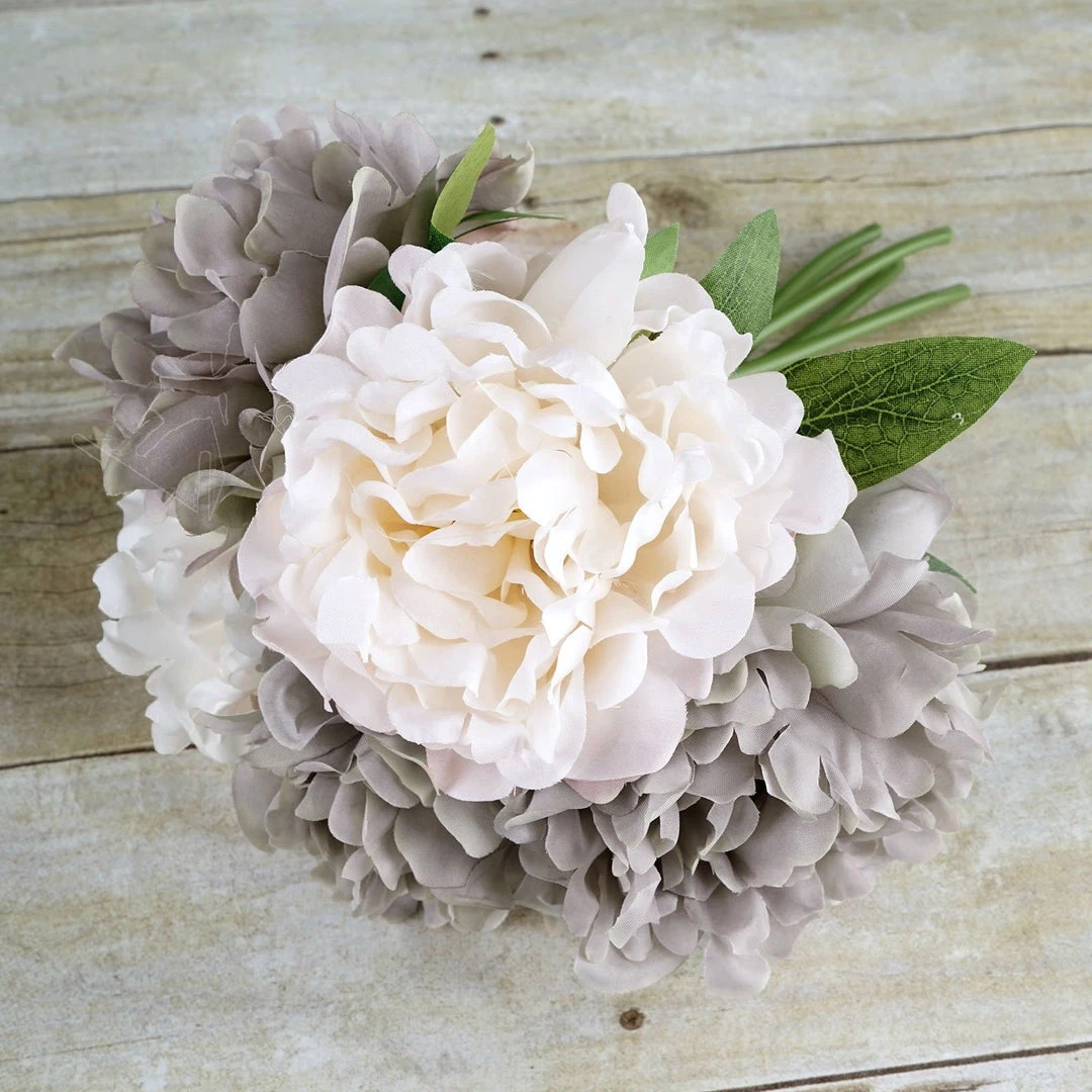 Silkflowersfactory 5 Heads | 11" Tall Artificial Bush Peony Bouquet - Dusty Rose | Beige 4 Silkflowersfactory 5 Heads | 11" Tall Artificial Bush Peony Bouquet - Dusty Rose | Beige
