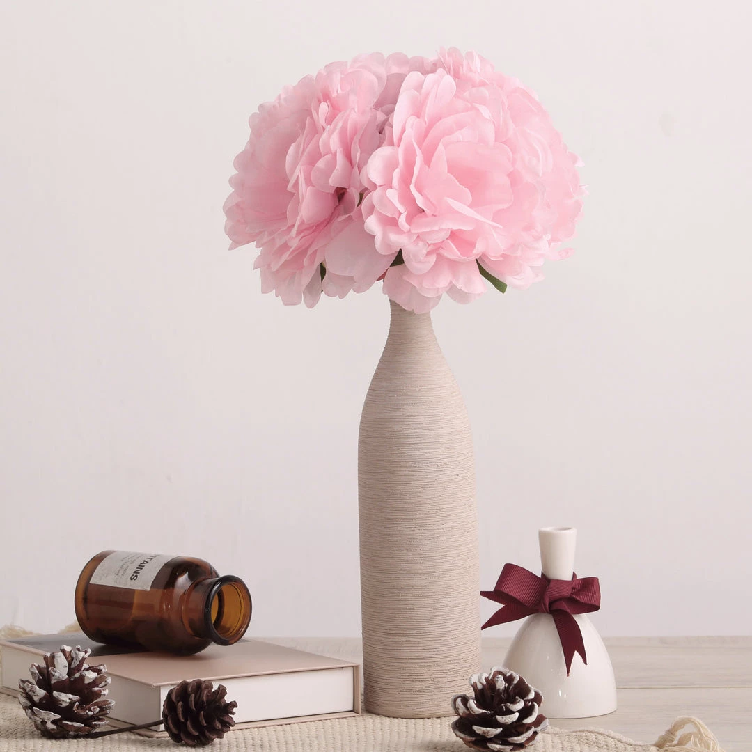 Silkflowersfactory Artificial Flowers 5 Heads | 11" Tall Artificial Bush Peony Bouquet - Pink 15 Silkflowersfactory Artificial Flowers 5 Heads | 11" Tall Artificial Bush Peony Bouquet - Pink