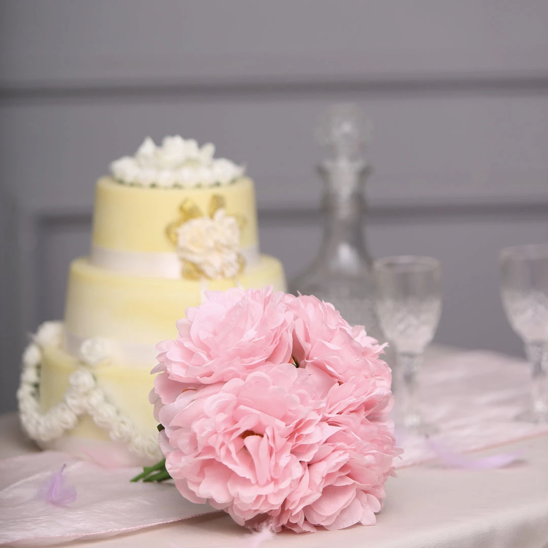 Silkflowersfactory Artificial Flowers 5 Heads | 11" Tall Artificial Bush Peony Bouquet - Pink 14 Silkflowersfactory Artificial Flowers 5 Heads | 11" Tall Artificial Bush Peony Bouquet - Pink