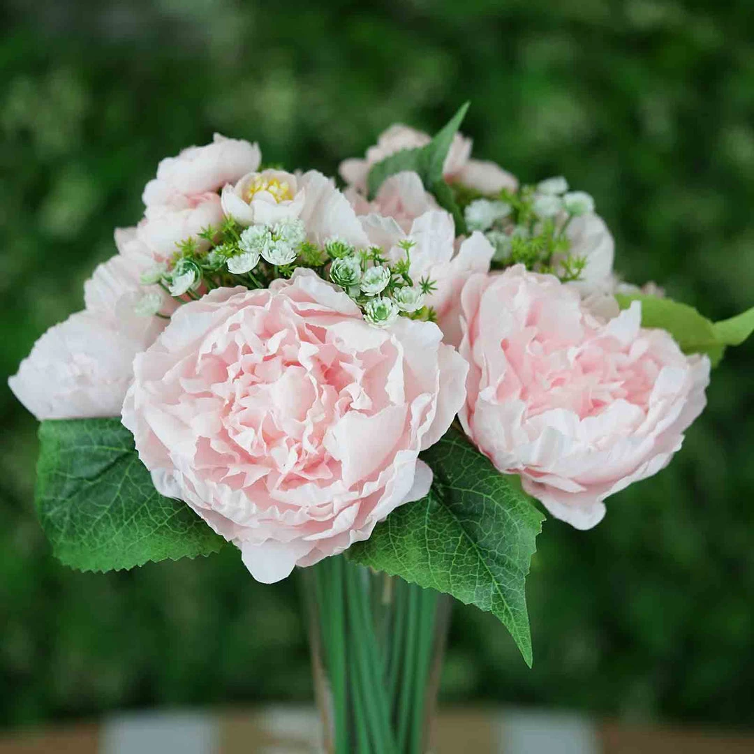 Silkflowersfactory 12'' Tall Blush | Rose Gold Artificial Peony Silk Peonies Bouquet Artificial Flowers 5 Silkflowersfactory 12'' Tall Blush | Rose Gold Artificial Peony Silk Peonies Bouquet Artificial Flowers