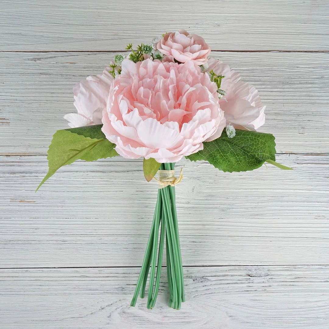 Silkflowersfactory 12'' Tall Blush | Rose Gold Artificial Peony Silk Peonies Bouquet Artificial Flowers 8 Silkflowersfactory 12'' Tall Blush | Rose Gold Artificial Peony Silk Peonies Bouquet Artificial Flowers