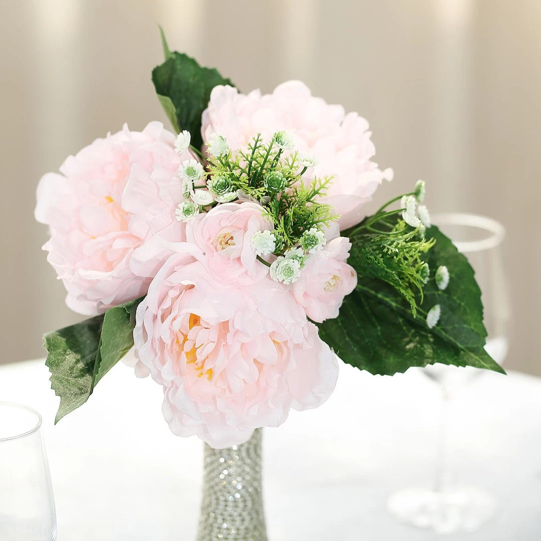 Silkflowersfactory 12'' Tall Blush | Rose Gold Artificial Peony Silk Peonies Bouquet Artificial Flowers 15 Silkflowersfactory 12'' Tall Blush | Rose Gold Artificial Peony Silk Peonies Bouquet Artificial Flowers