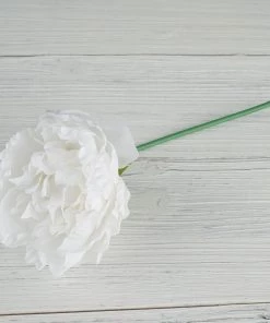 Silkflowersfactory Artificial Flowers 12'' Tall White Artificial Peony Silk Flowers Bouquet