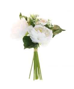 Silkflowersfactory Artificial Flowers 12'' Tall White Artificial Peony Silk Flowers Bouquet