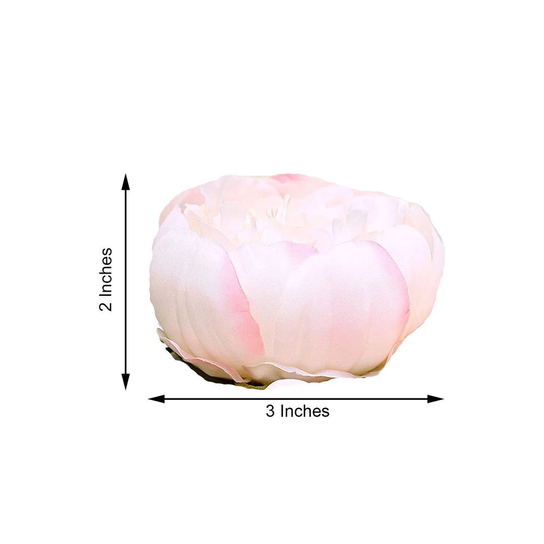 HIER_1130 Artificial Flowers 10 Pack | 3" Blush/Rose Gold Artificial Peony Flower Heads 8 HIER_1130 Artificial Flowers 10 Pack | 3" Blush/Rose Gold Artificial Peony Flower Heads