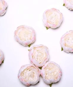 HIER_1130 Artificial Flowers 10 Pack | 3" Blush/Rose Gold Artificial Peony Flower Heads