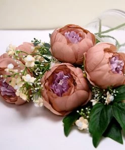 HIER_1130 10 Pack | 3" Dusty Rose Artificial Peony Flower Heads Artificial Flowers
