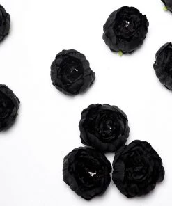 HIER_1130 Artificial Flowers 10 Pack | 3" Black Artificial Peony Flower Heads