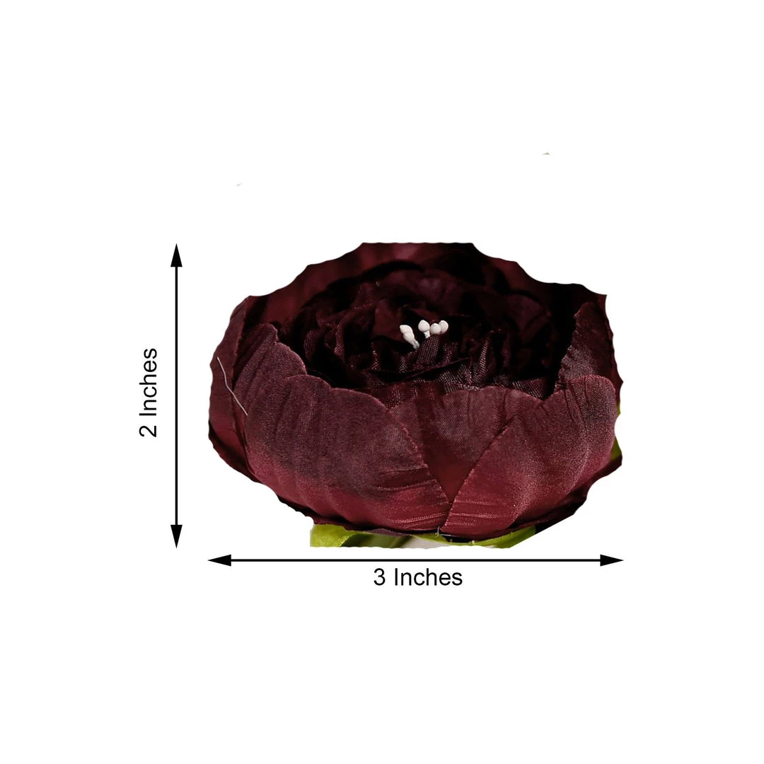 HIER_1130 10 Pack | 3" Burgundy Artificial Peony Flower Heads Artificial Flowers 8 HIER_1130 10 Pack | 3" Burgundy Artificial Peony Flower Heads Artificial Flowers
