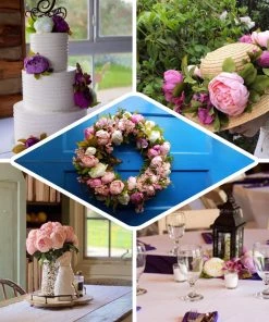 HIER_1130 Artificial Flowers 10 Pack | 3" Pink/Lavender Artificial Peony Flower Heads 19 HIER_1130 Artificial Flowers 10 Pack | 3