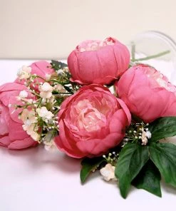 HIER_1130 Artificial Flowers 10 Pack | 3" Fuchsia Artificial Peony Flower Heads