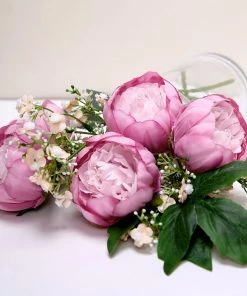 HIER_1130 Artificial Flowers 10 Pack | 3" Pink/Lavender Artificial Peony Flower Heads