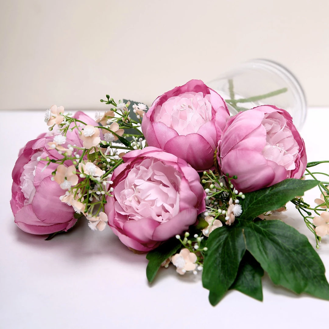 HIER_1130 Artificial Flowers 10 Pack | 3" Pink/Lavender Artificial Peony Flower Heads 4 HIER_1130 Artificial Flowers 10 Pack | 3" Pink/Lavender Artificial Peony Flower Heads