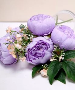 HIER_1130 Artificial Flowers 10 Pack | 3" Lavender Artificial Peony Flower Heads 16 HIER_1130 Artificial Flowers 10 Pack | 3