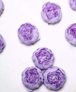 HIER_1130 Artificial Flowers 10 Pack | 3" Lavender Artificial Peony Flower Heads