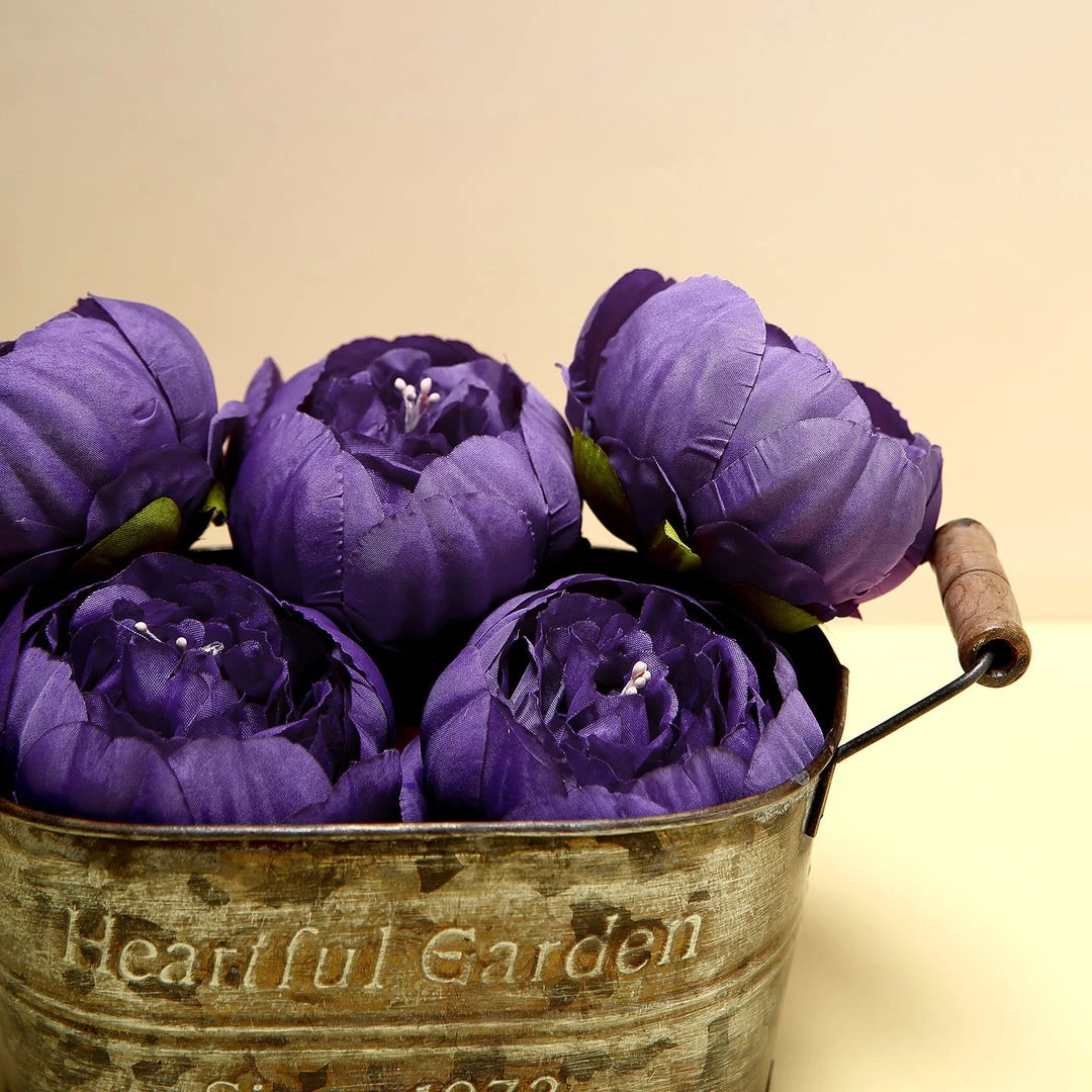 HIER_1130 Artificial Flowers 10 Pack | 3" Purple Artificial Peony Flower Heads 13 HIER_1130 Artificial Flowers 10 Pack | 3" Purple Artificial Peony Flower Heads