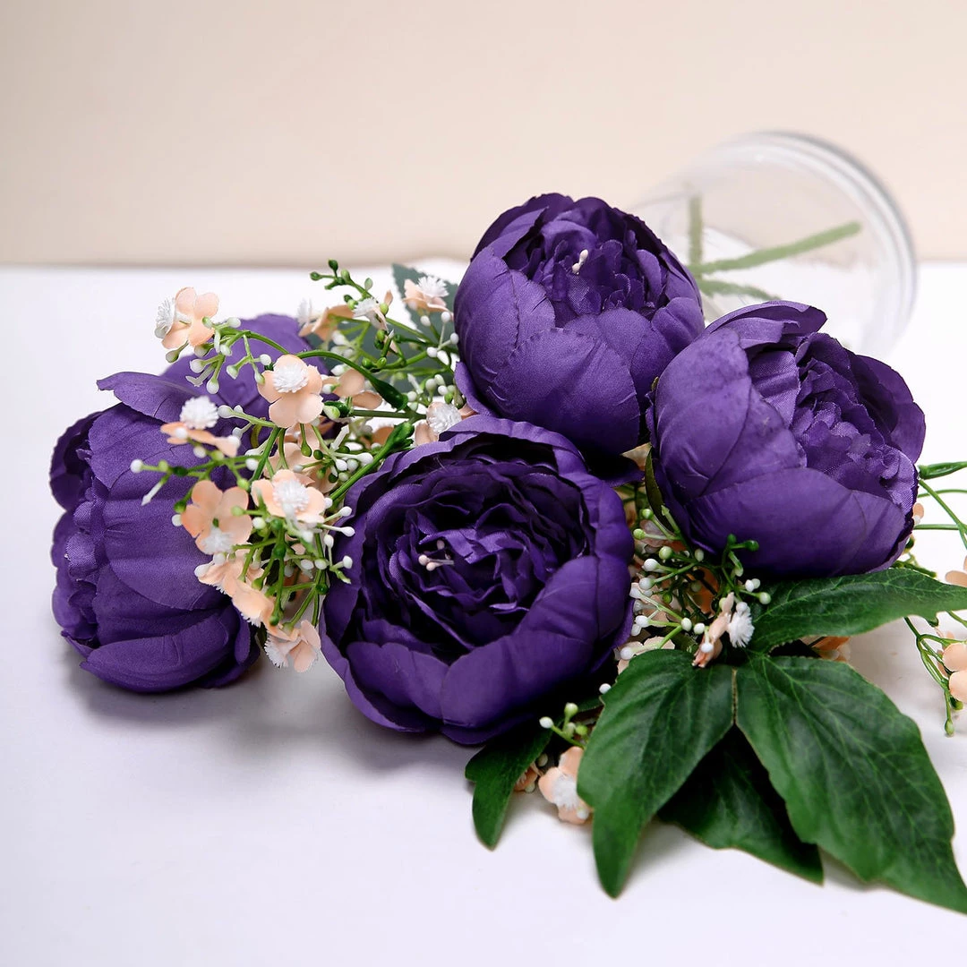 HIER_1130 Artificial Flowers 10 Pack | 3" Purple Artificial Peony Flower Heads 4 HIER_1130 Artificial Flowers 10 Pack | 3" Purple Artificial Peony Flower Heads