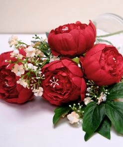 HIER_1130 10 Pack | 3" Red Artificial Peony Flower Heads Artificial Flowers