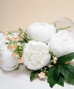 HIER_1130 10 Pack | 3" White Artificial Peony Flower Heads Artificial Flowers