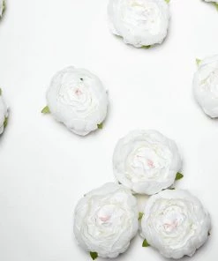 HIER_1130 10 Pack | 3" White Artificial Peony Flower Heads Artificial Flowers