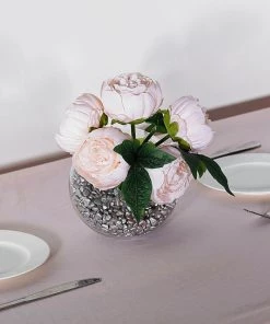 Silkflowersfactory 10" Tall | 5 Heads Artificial Silk Peonies, Peony Flower Bouquet - Rose Gold | Blush Artificial Flowers 20 Silkflowersfactory 10